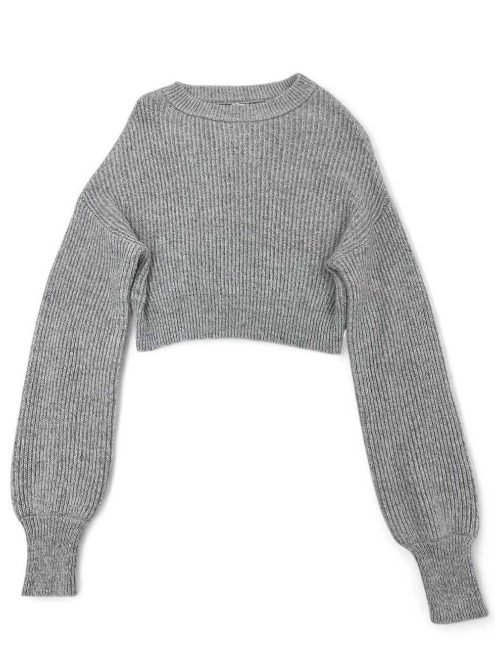 Garage Cropped Ribbed Knit Sweater